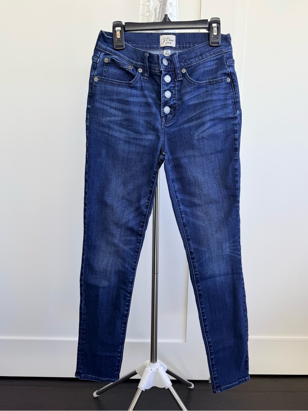 J. Crew High-Rise Button-Fly Skinny Jeans in Deep Indigo